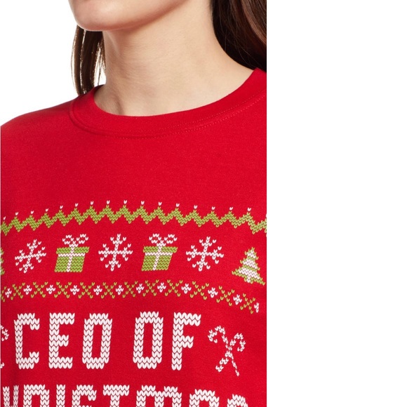 Phenomenal Graphic Christmas Sweatshirt Crew Neck Pullover Red Size M NEW - Picture 6 of 9